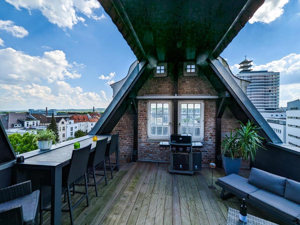 Luxurioeses Penthouse Mit Dachterrasse & Massagesessel Em-Apartments Deutschland Bielefeld Exterior foto