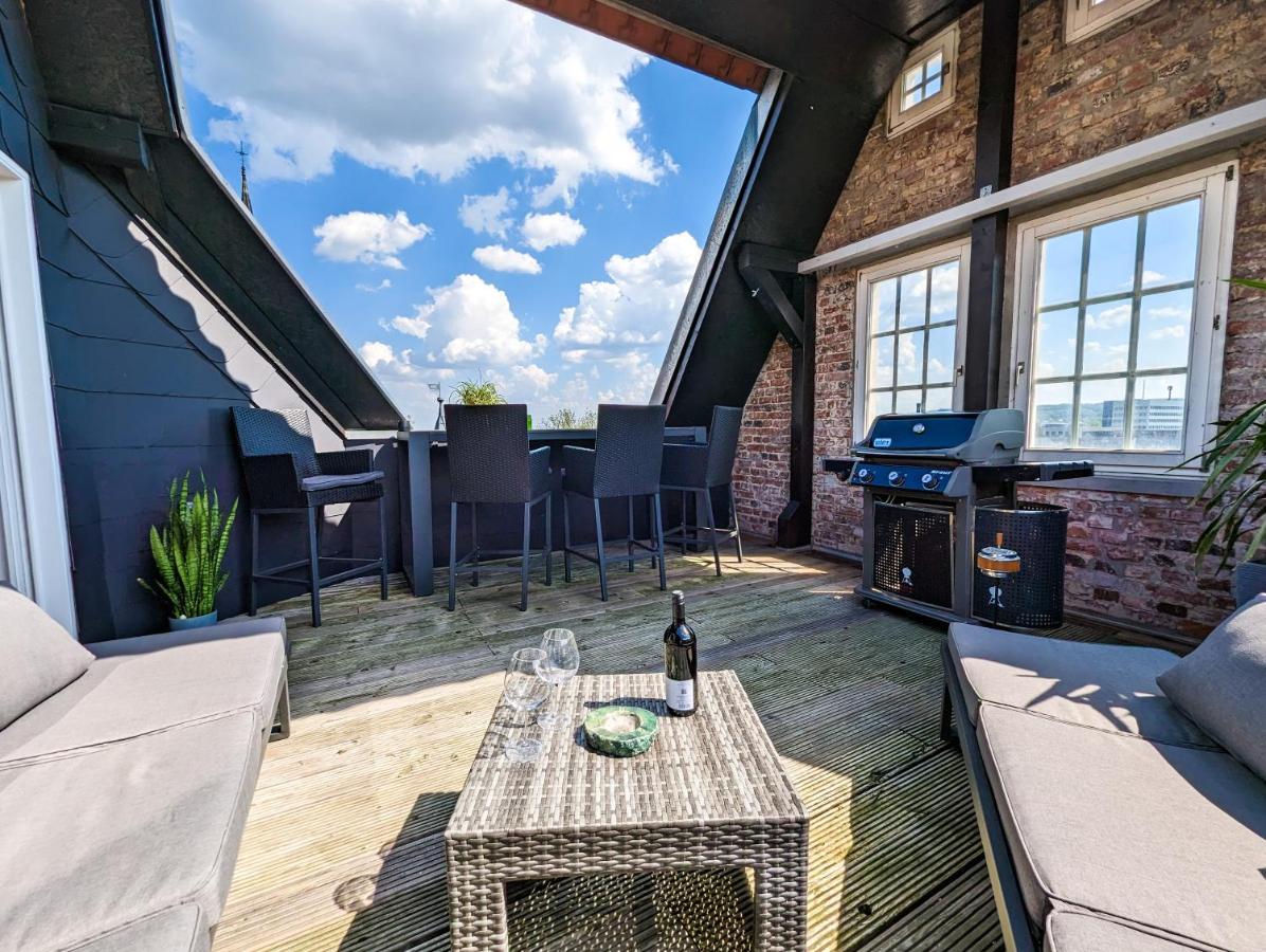 Luxurioeses Penthouse Mit Dachterrasse & Massagesessel Em-Apartments Deutschland Bielefeld Exterior foto